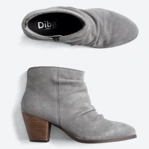 DIBA | Sandra Suede Gray Slouch Heeled Ankle Booties 9.5